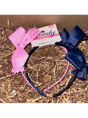 Goody Girls Bow Headbands - Pink & Navy FINAL PRICE DROP